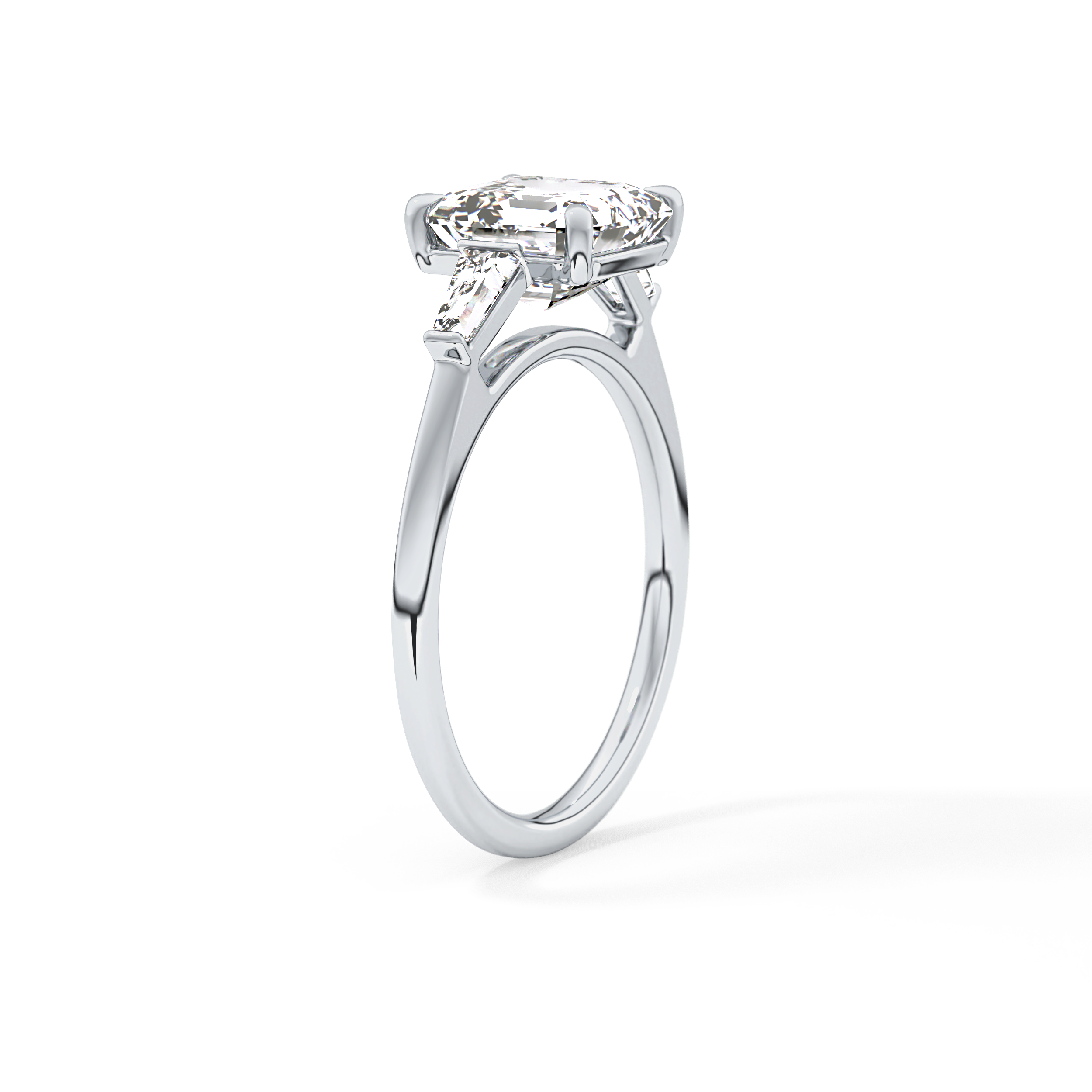 Asscher Three Stone Lab Grown Diamond Engagement Ring
