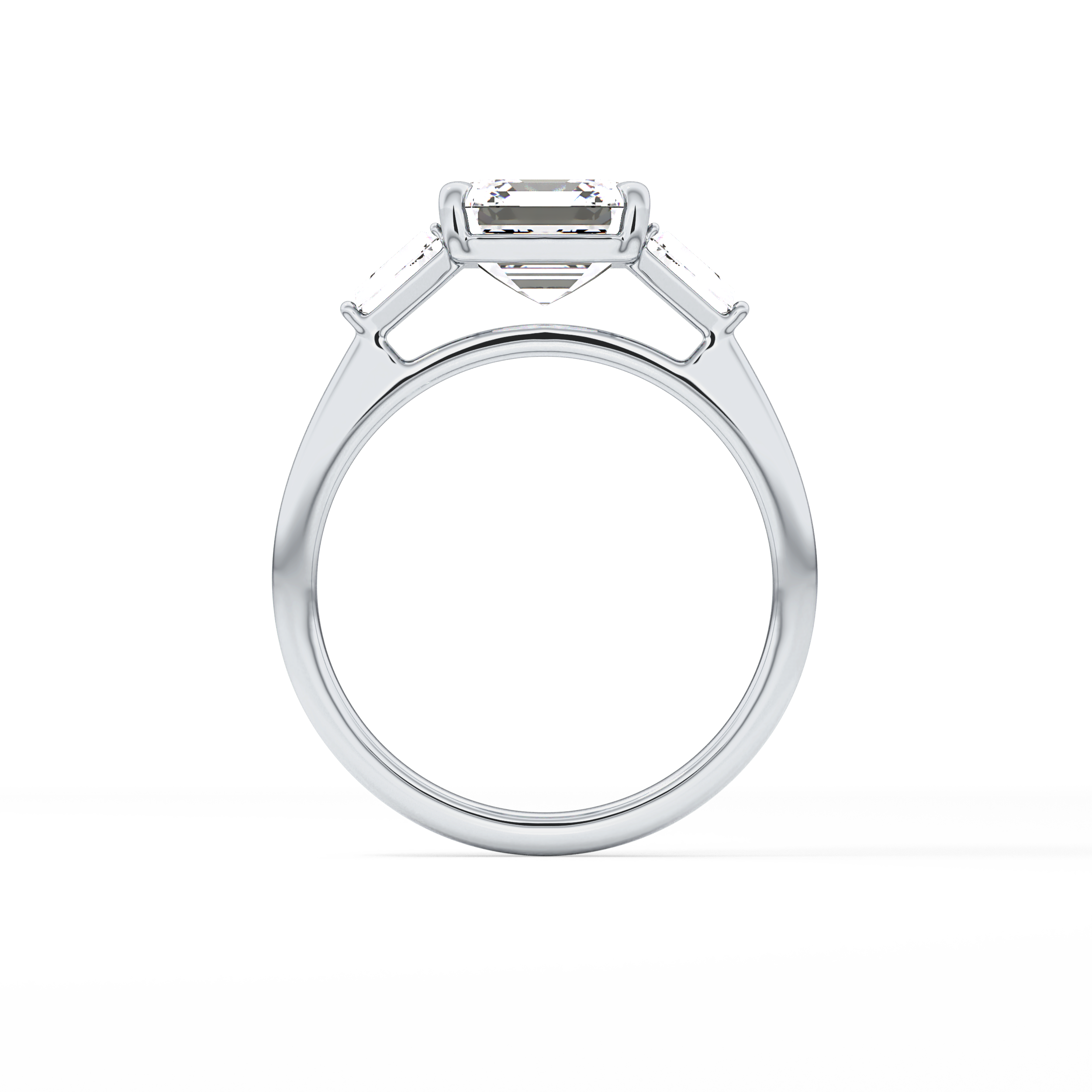 Asscher Three Stone Lab Grown Diamond Engagement Ring