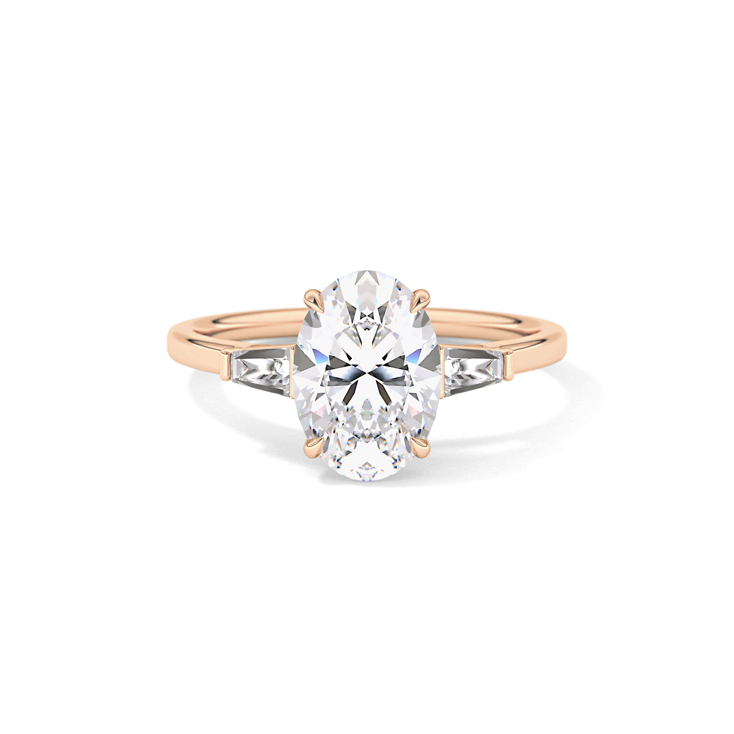 Oval  Three Stone Lab Grown Diamond Engagement Ring