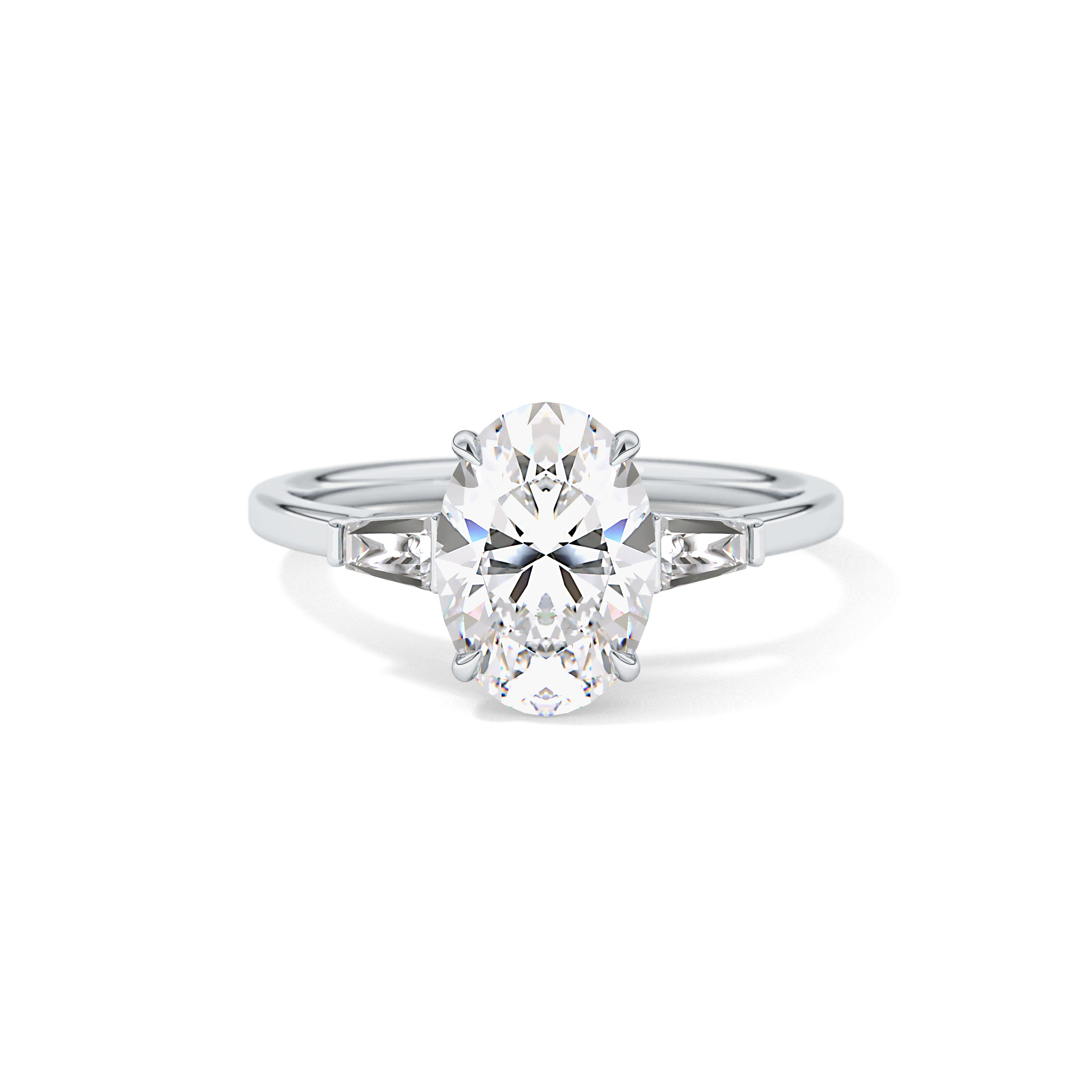 Oval  Three Stone Lab Grown Diamond Engagement Ring