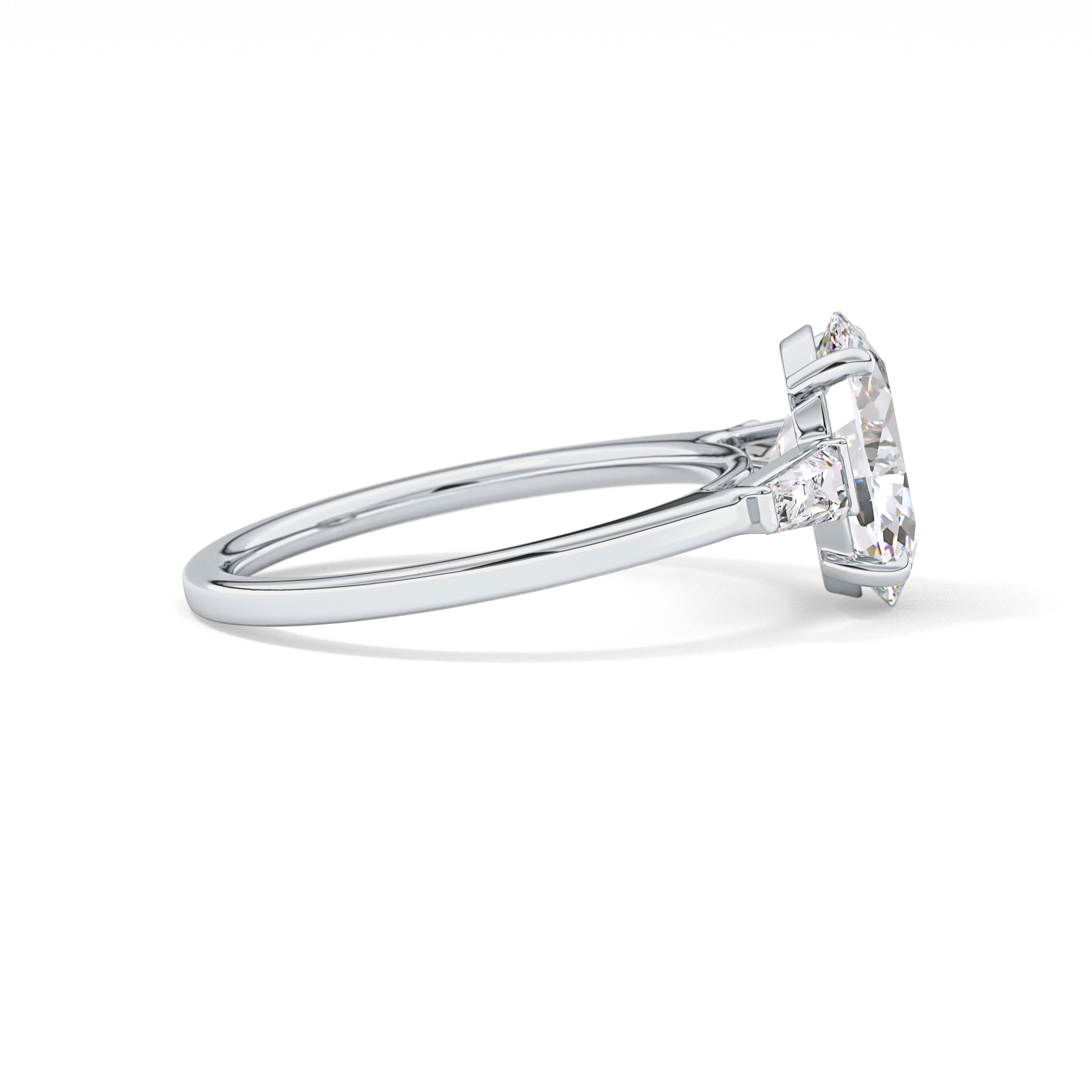 Oval  Three Stone Lab Grown Diamond Engagement Ring