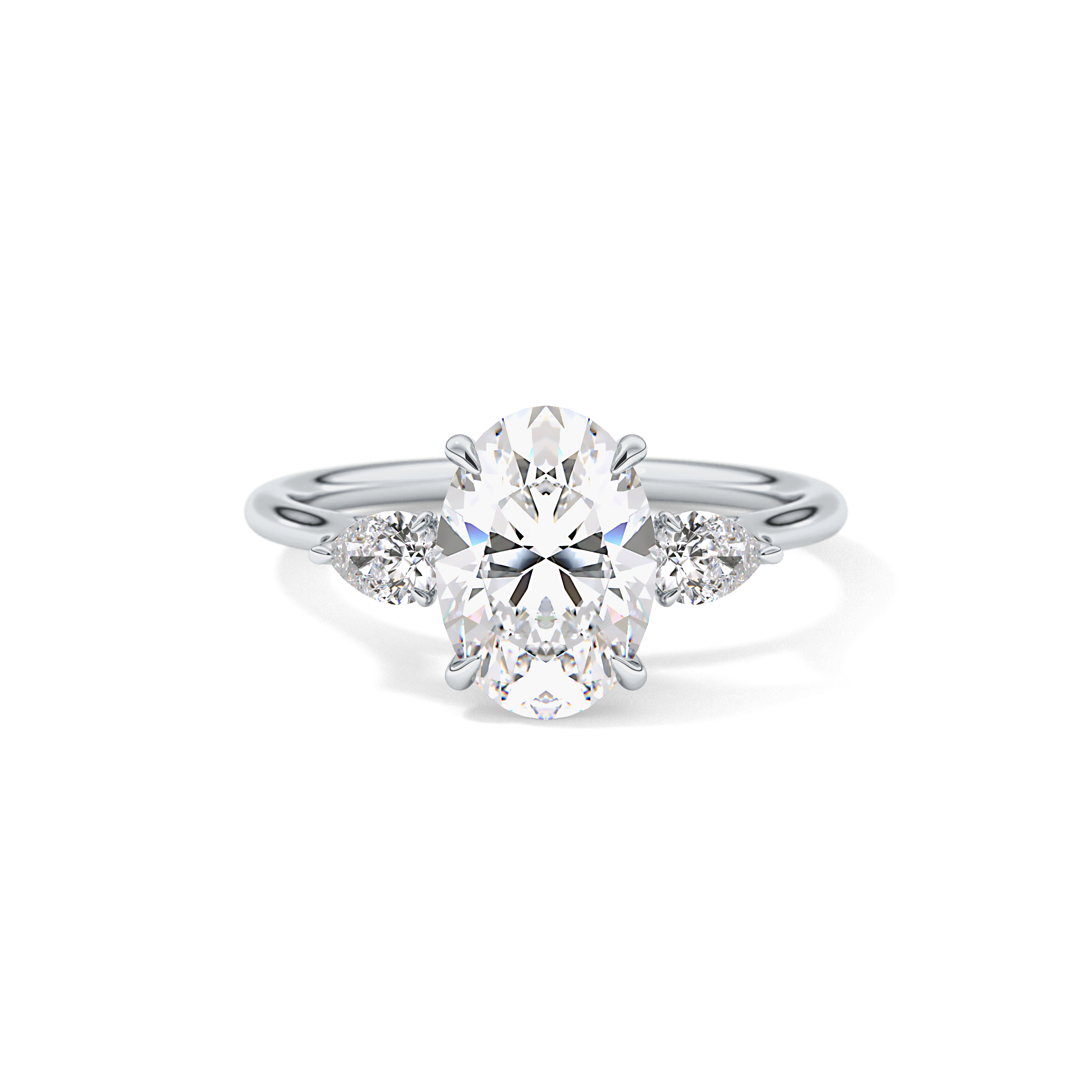 Oval Three Stone Lab Grown Diamond Engagement Ring