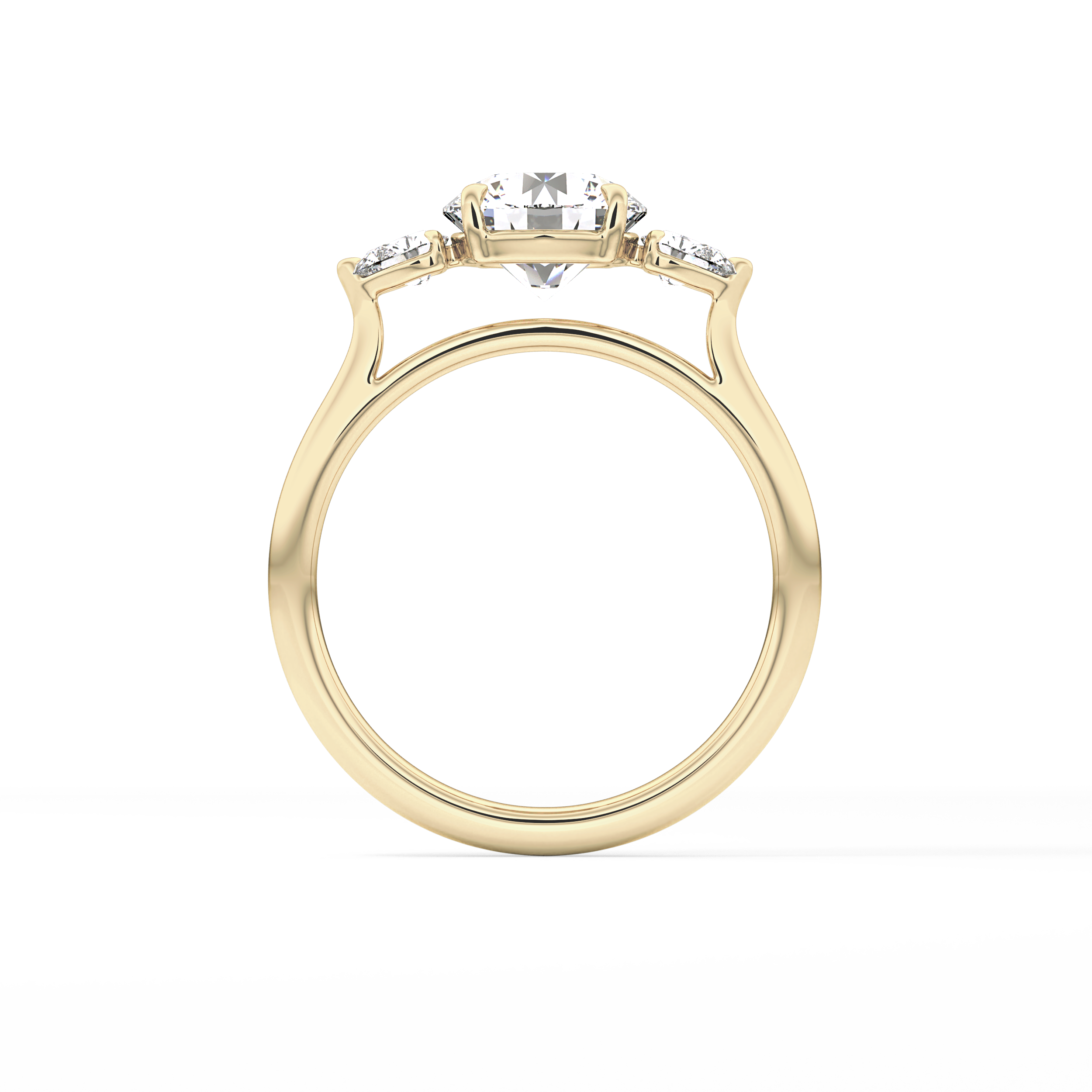 Round Three Stone Lab Grown Diamond Engagement Ring
