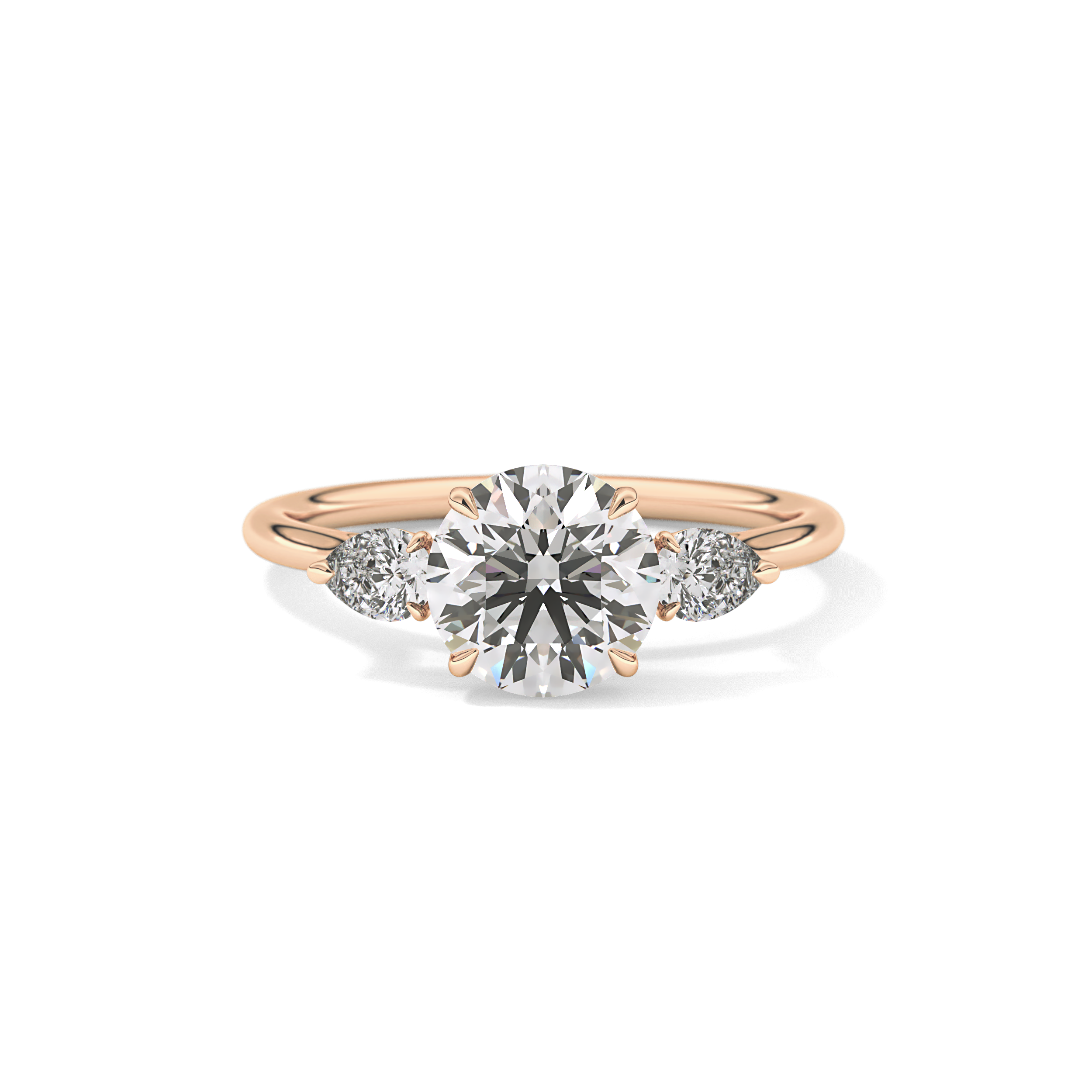 Round Three Stone Lab Grown Diamond Engagement Ring