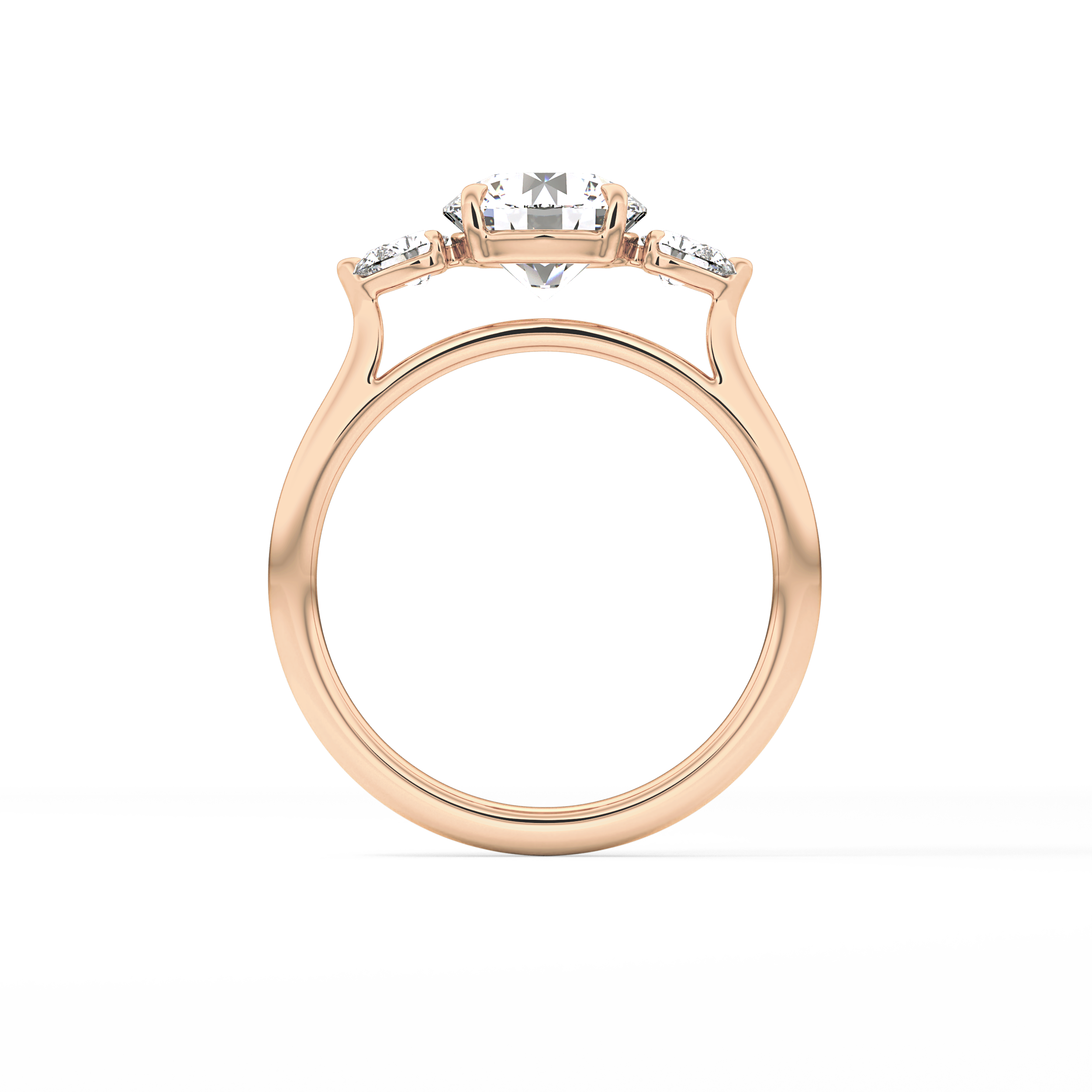 Round Three Stone Lab Grown Diamond Engagement Ring
