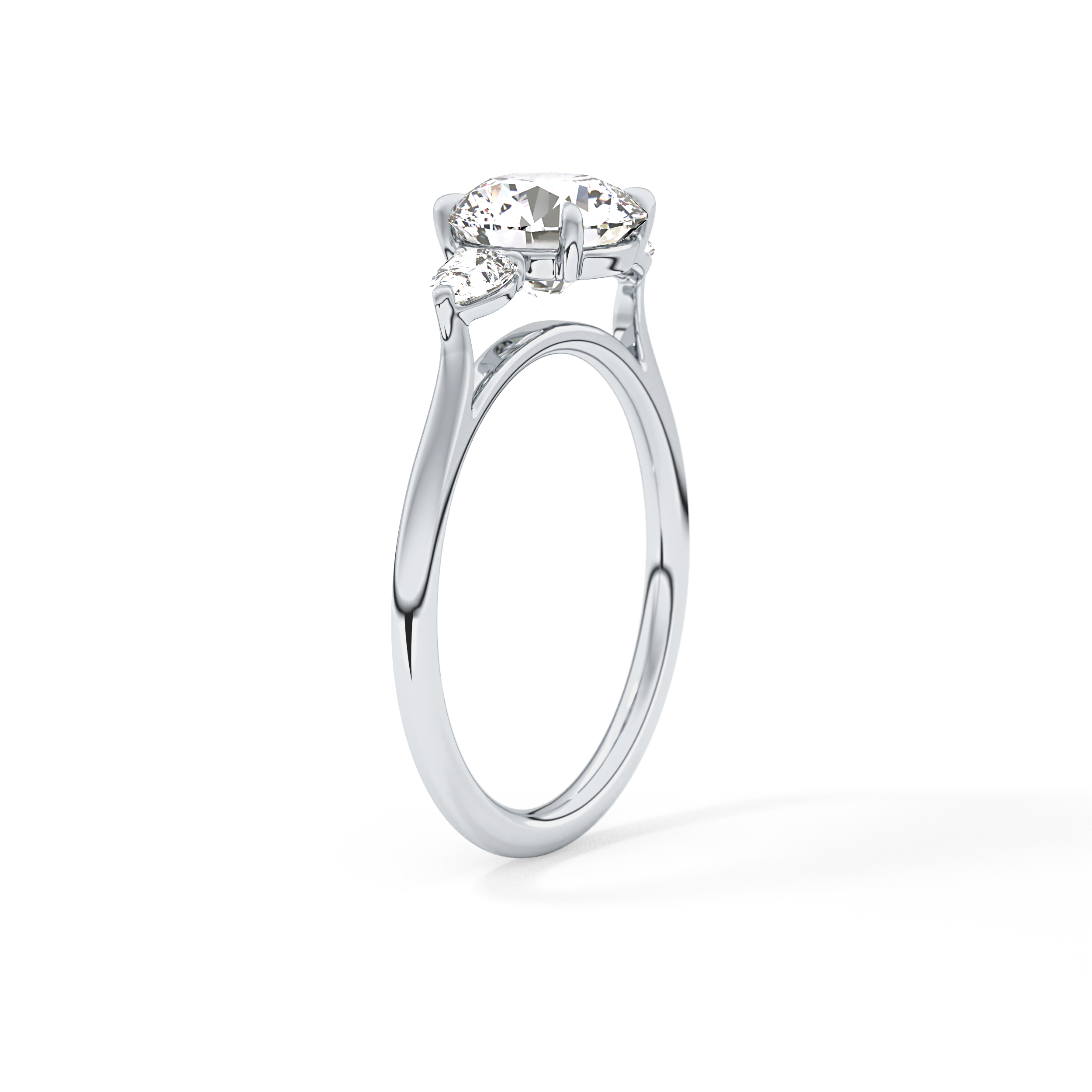 Round Three Stone Lab Grown Diamond Engagement Ring