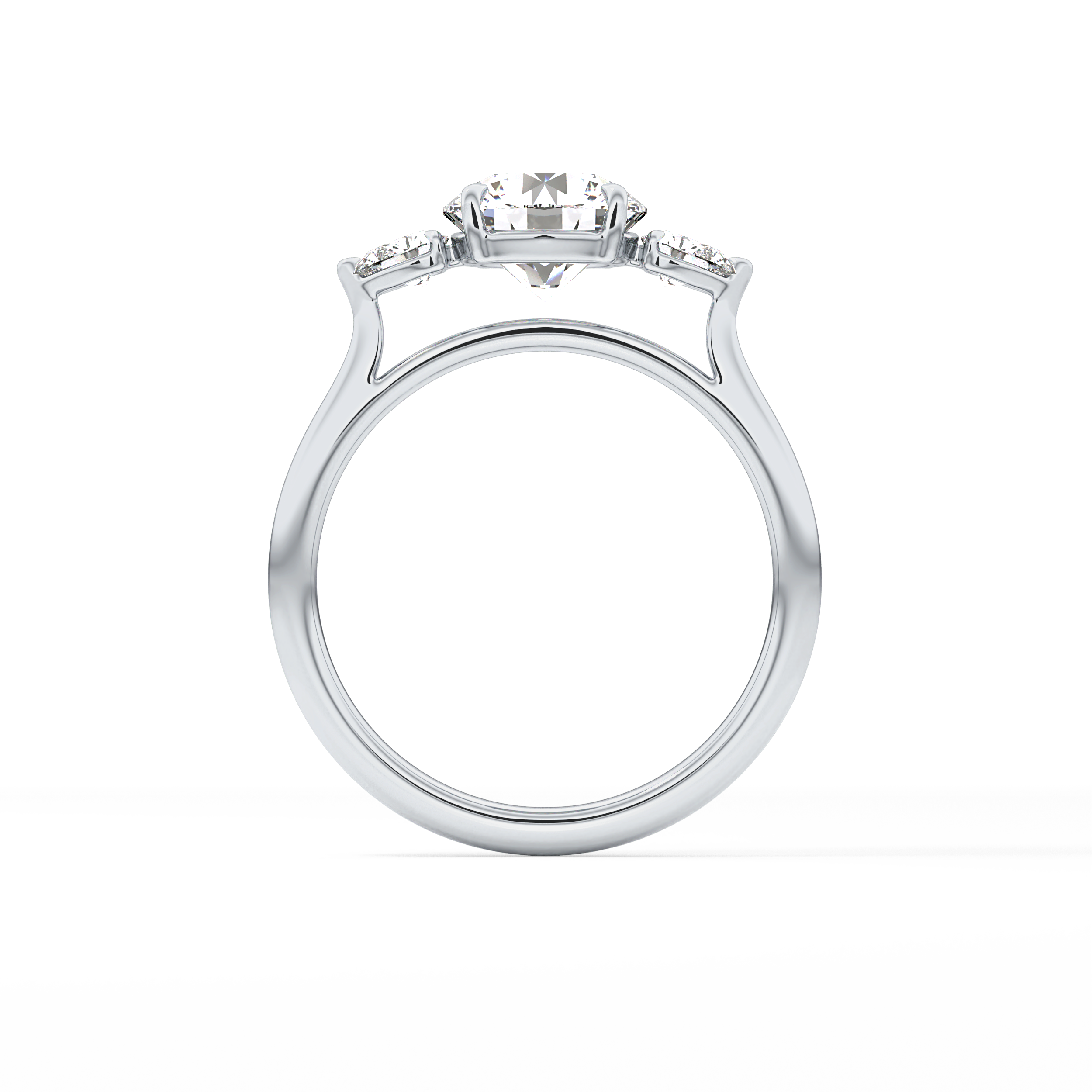 Round Three Stone Lab Grown Diamond Engagement Ring