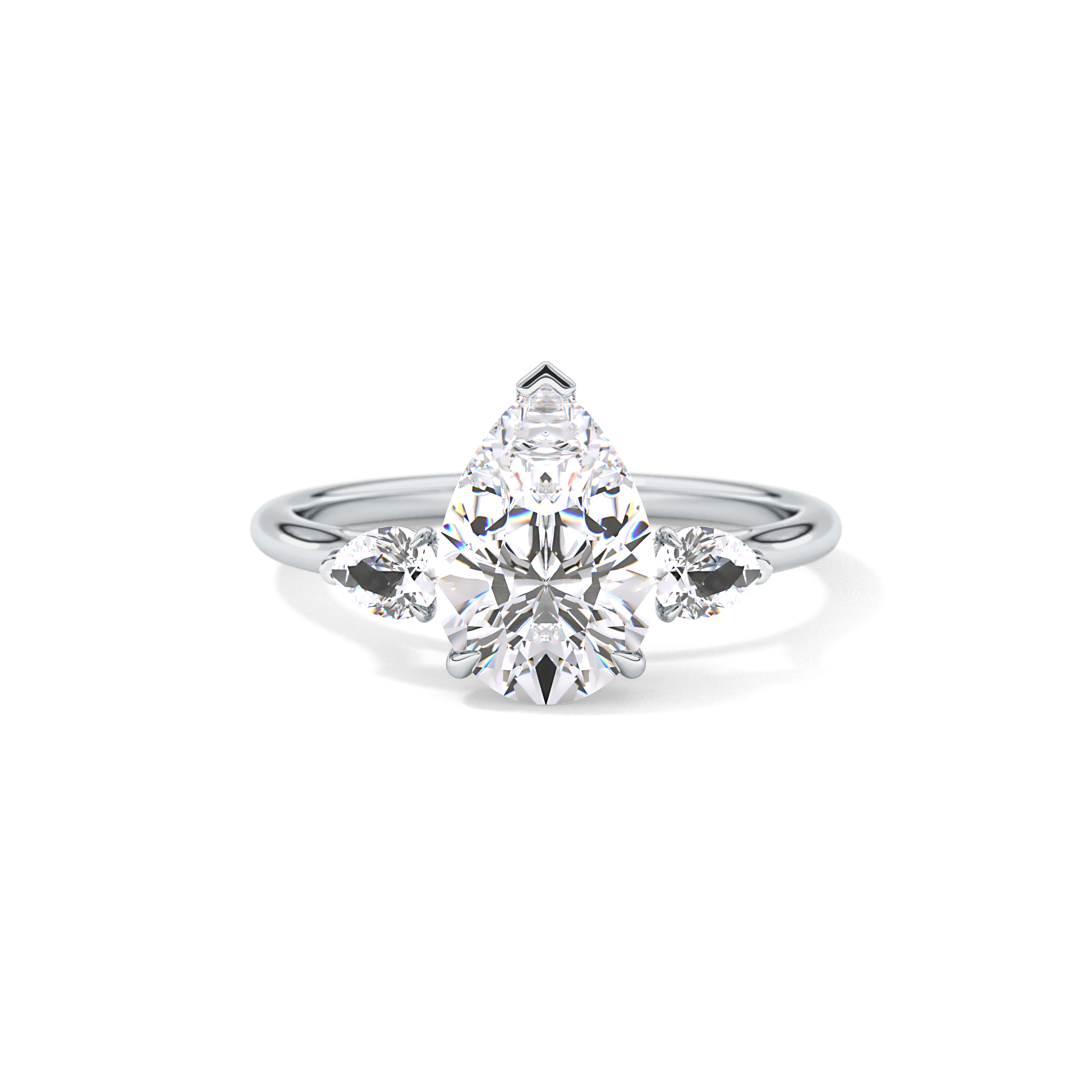 Pear Three Stone Lab Grown Diamond Engagement Ring