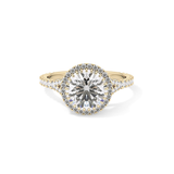 Round Halo & Pave Split Shank Lab Grown Diamond Engagement Ring