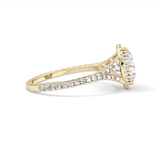 Round Halo & Pave Split Shank Lab Grown Diamond Engagement Ring