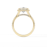 Round Halo & Pave Split Shank Lab Grown Diamond Engagement Ring