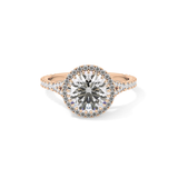 Round Halo & Pave Split Shank Lab Grown Diamond Engagement Ring