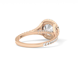 Round Halo & Pave Split Shank Lab Grown Diamond Engagement Ring