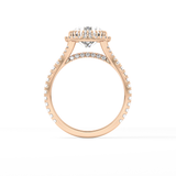 Round Halo & Pave Split Shank Lab Grown Diamond Engagement Ring