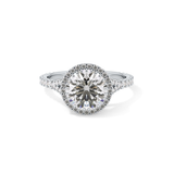 Round Halo & Pave Split Shank Lab Grown Diamond Engagement Ring