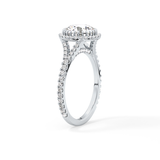 Round Halo & Pave Split Shank Lab Grown Diamond Engagement Ring