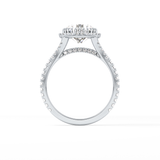 Round Halo & Pave Split Shank Lab Grown Diamond Engagement Ring