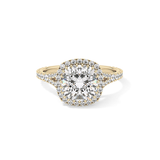Cushion Halo & Pave Split Shank Lab Grown Diamond Engagement Ring
