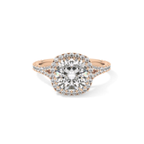 Cushion Halo & Pave Split Shank Lab Grown Diamond Engagement Ring
