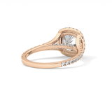 Cushion Halo & Pave Split Shank Lab Grown Diamond Engagement Ring
