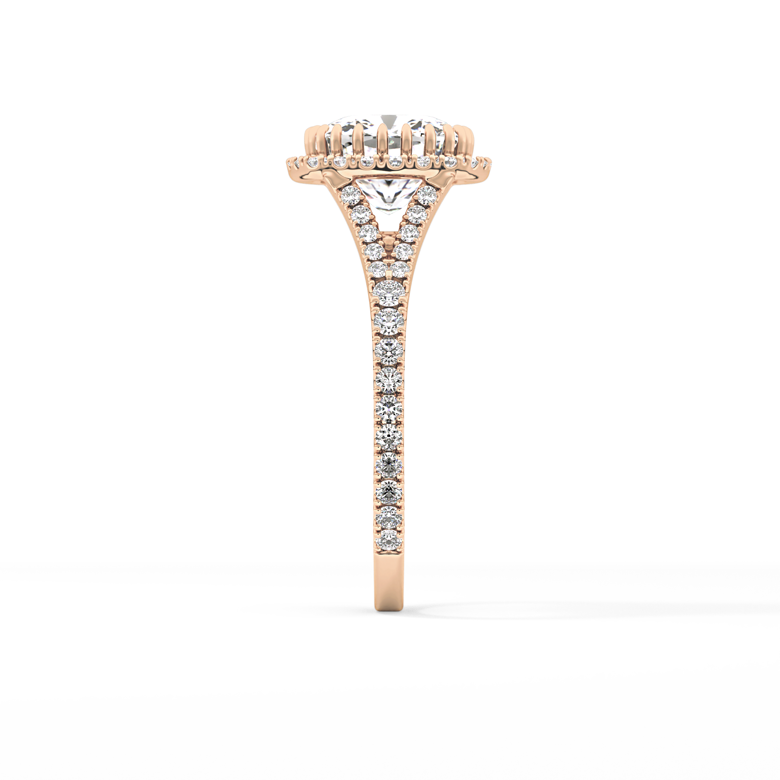Cushion Halo & Pave Split Shank Lab Grown Diamond Engagement Ring