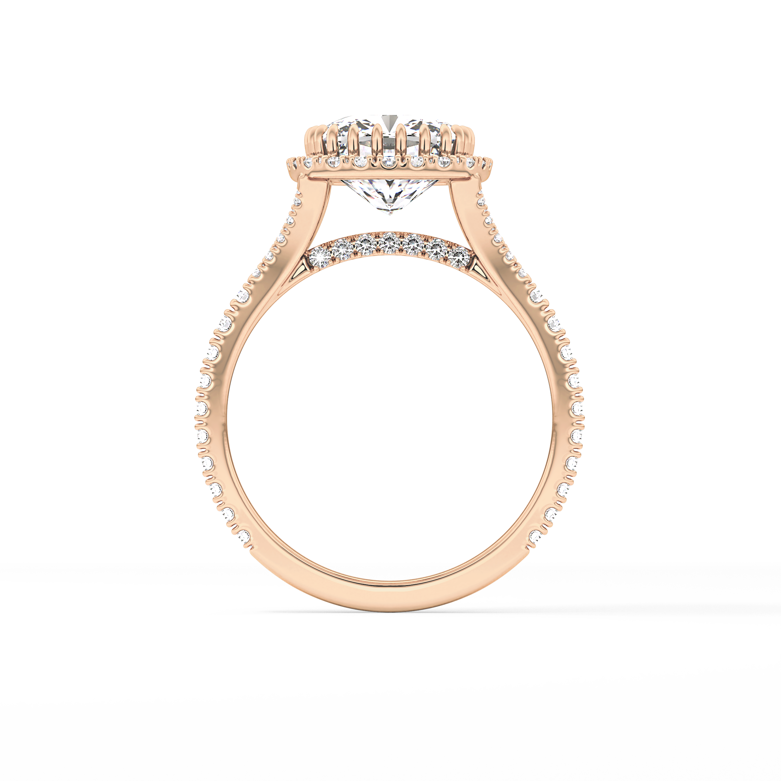 Cushion Halo & Pave Split Shank Lab Grown Diamond Engagement Ring