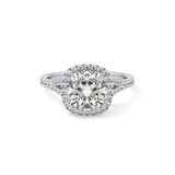 Cushion Halo & Pave Split Shank Lab Grown Diamond Engagement Ring