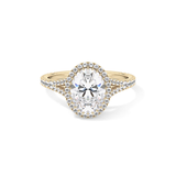 Oval Halo & Pave Split Shank Lab Grown Diamond Engagement Ring