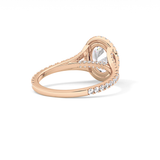 Oval Halo & Pave Split Shank Lab Grown Diamond Engagement Ring