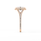 Oval Halo & Pave Split Shank Lab Grown Diamond Engagement Ring