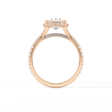 Oval Halo & Pave Split Shank Lab Grown Diamond Engagement Ring