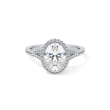 Oval Halo & Pave Split Shank Lab Grown Diamond Engagement Ring