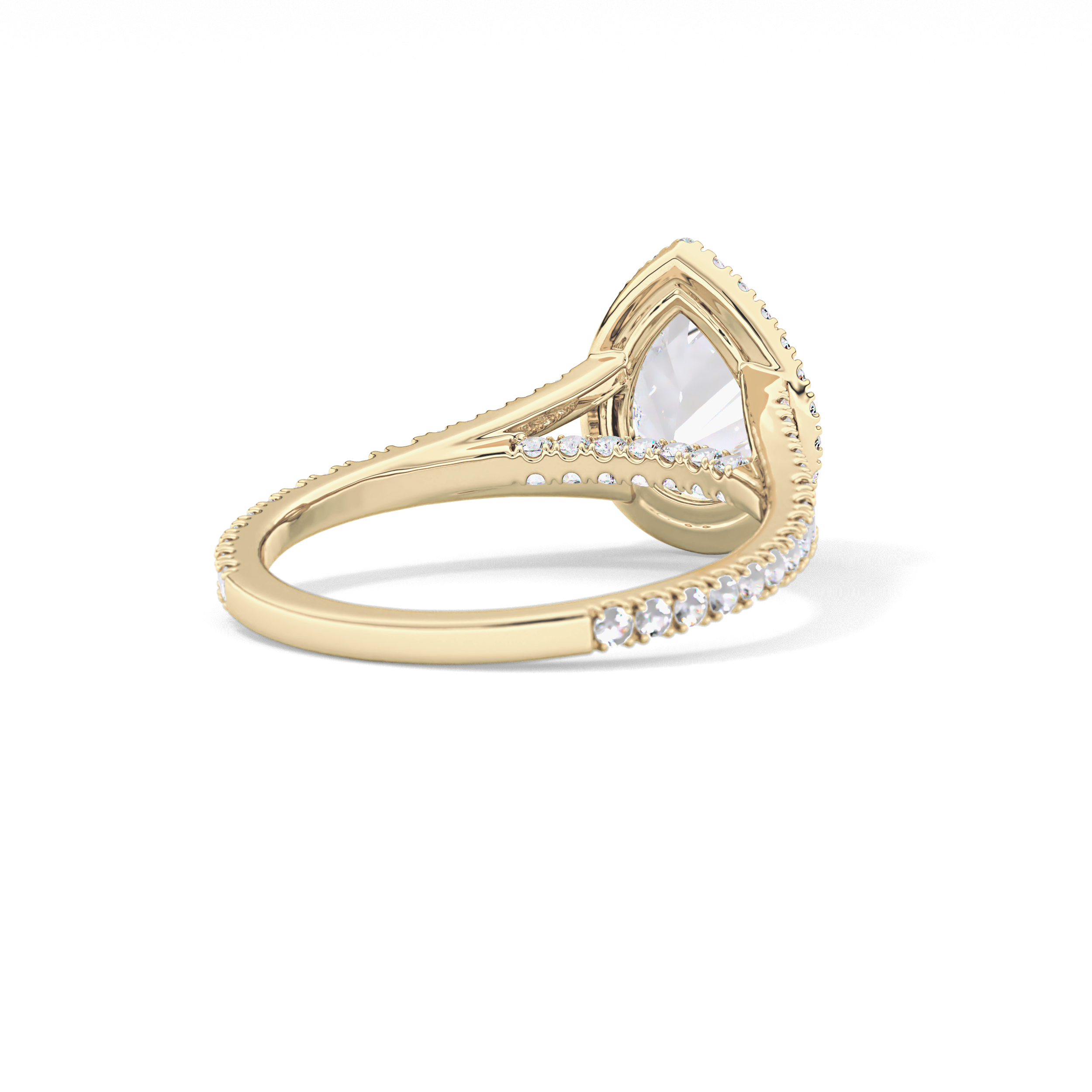 Pear Halo & Pave Split Shank Lab Grown Diamond Engagement Ring