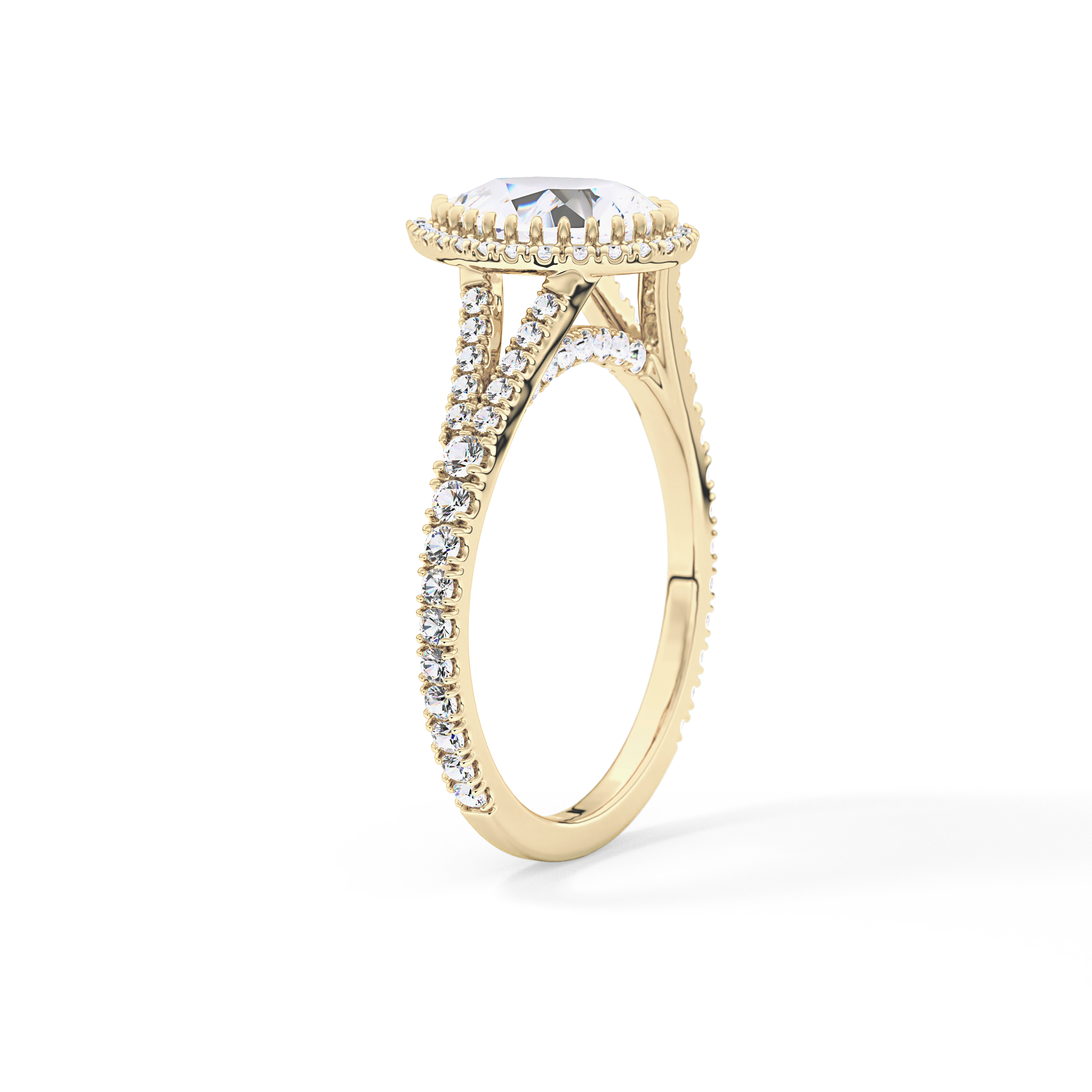 Pear Halo & Pave Split Shank Lab Grown Diamond Engagement Ring