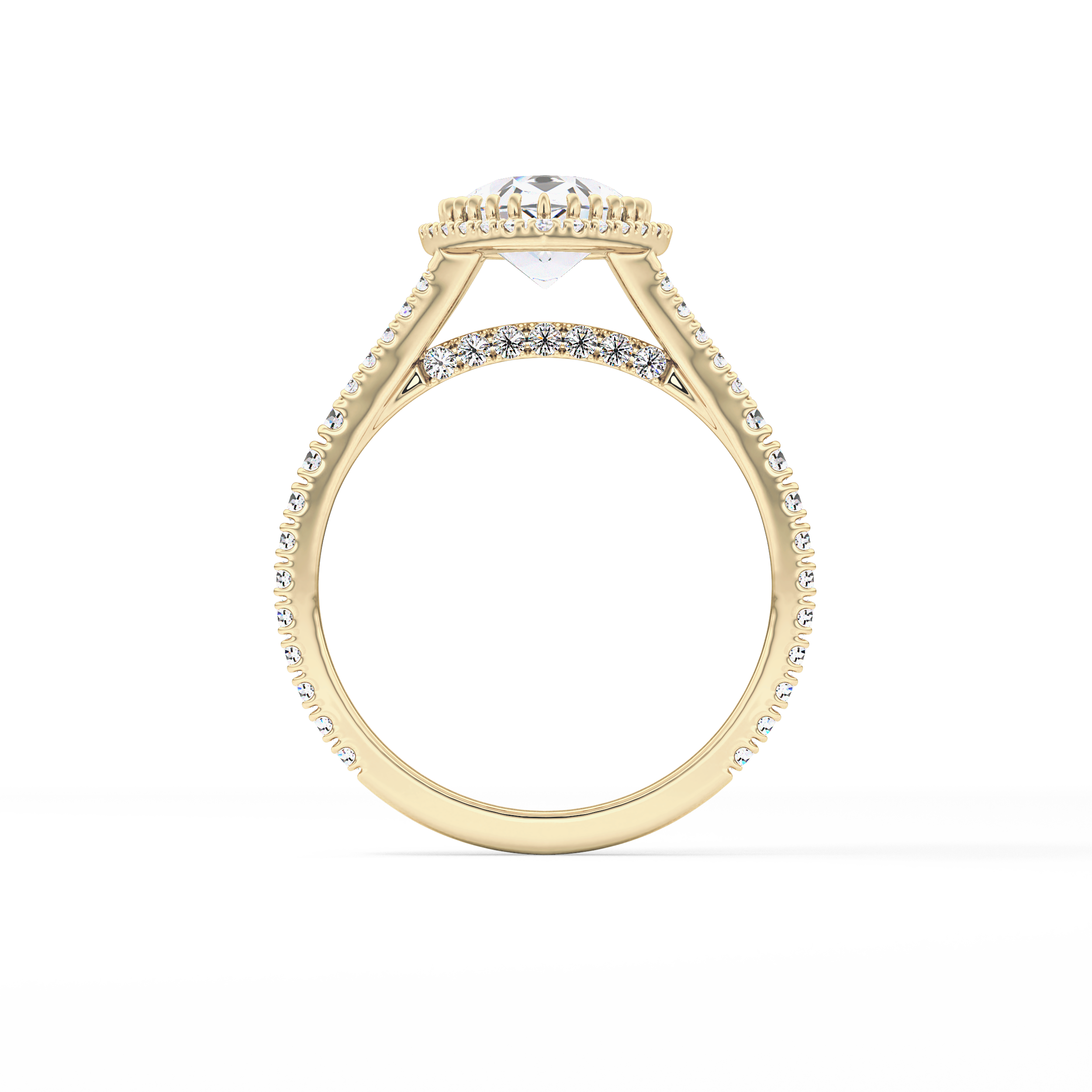 Pear Halo & Pave Split Shank Lab Grown Diamond Engagement Ring