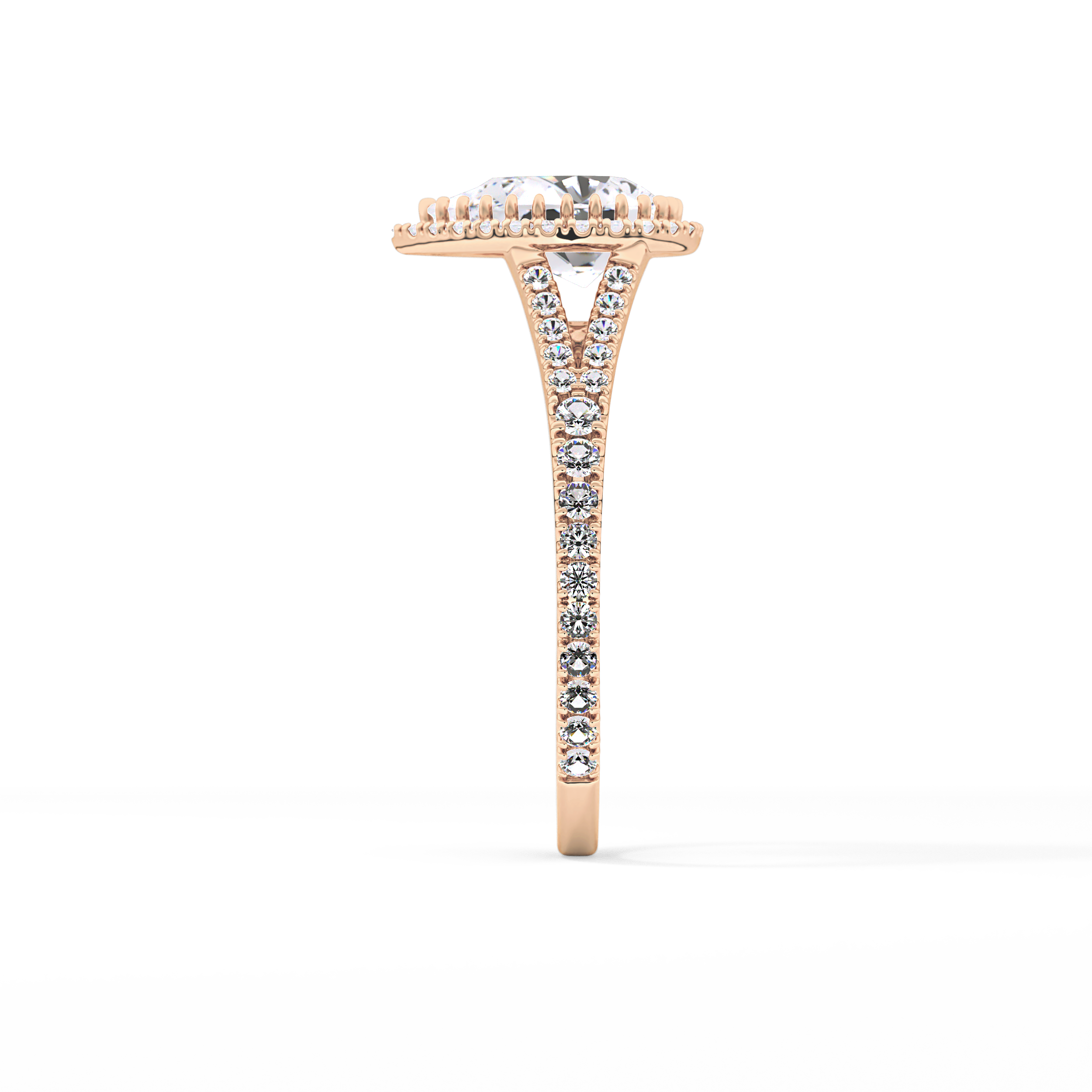 Pear Halo & Pave Split Shank Lab Grown Diamond Engagement Ring