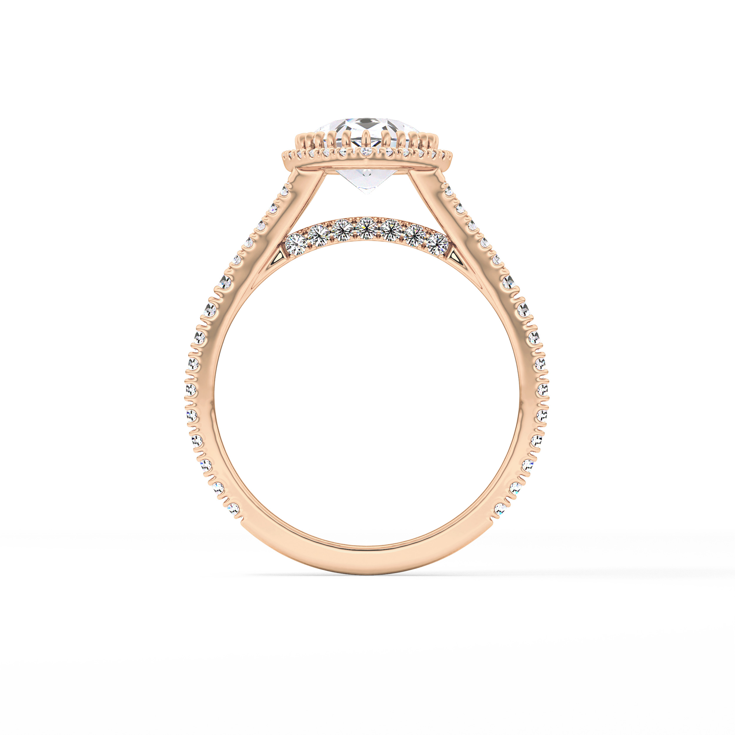 Pear Halo & Pave Split Shank Lab Grown Diamond Engagement Ring