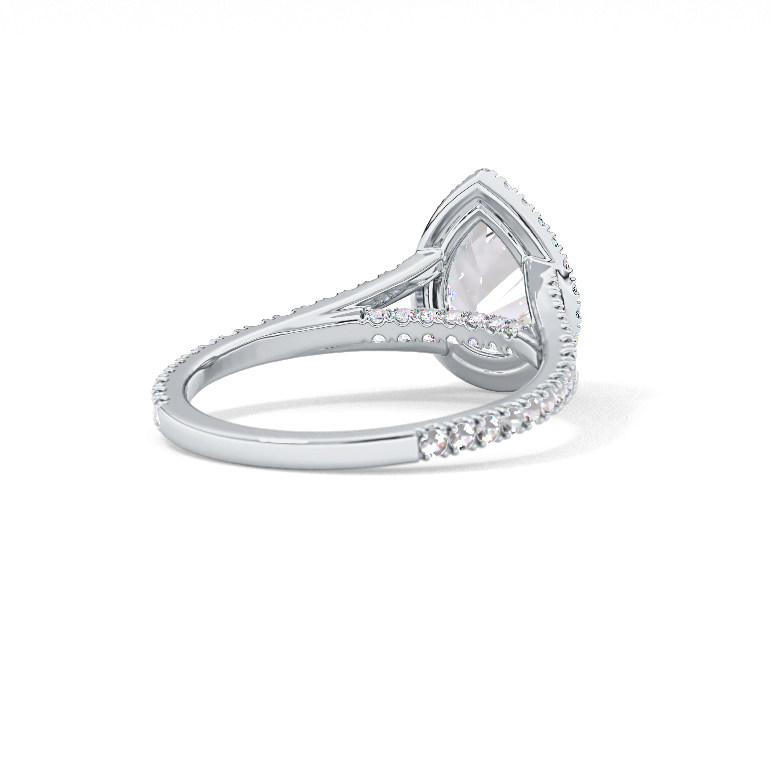 Pear Halo & Pave Split Shank Lab Grown Diamond Engagement Ring