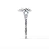 Pear Halo & Pave Split Shank Lab Grown Diamond Engagement Ring