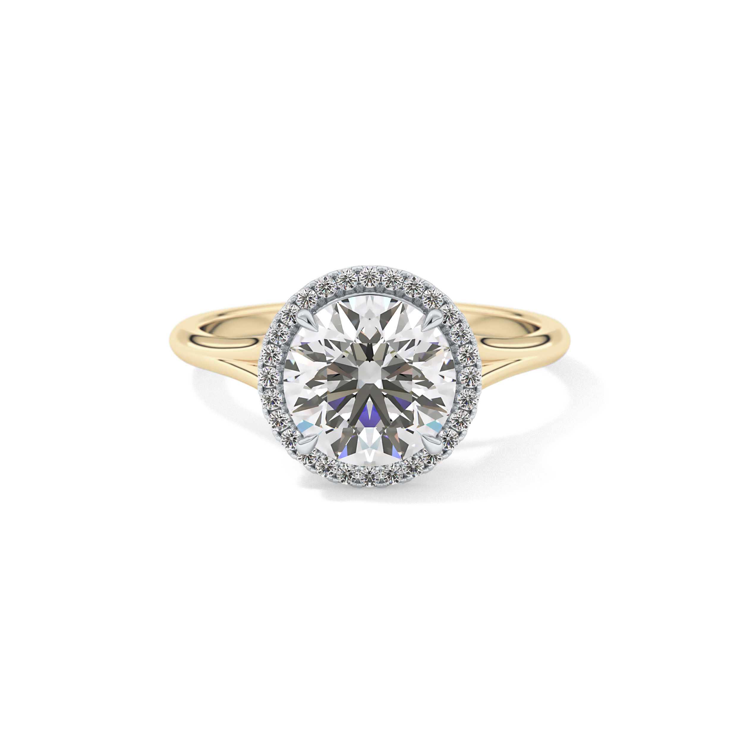 Round Halo & Split Shank Lab Grown Diamond Engagement Ring