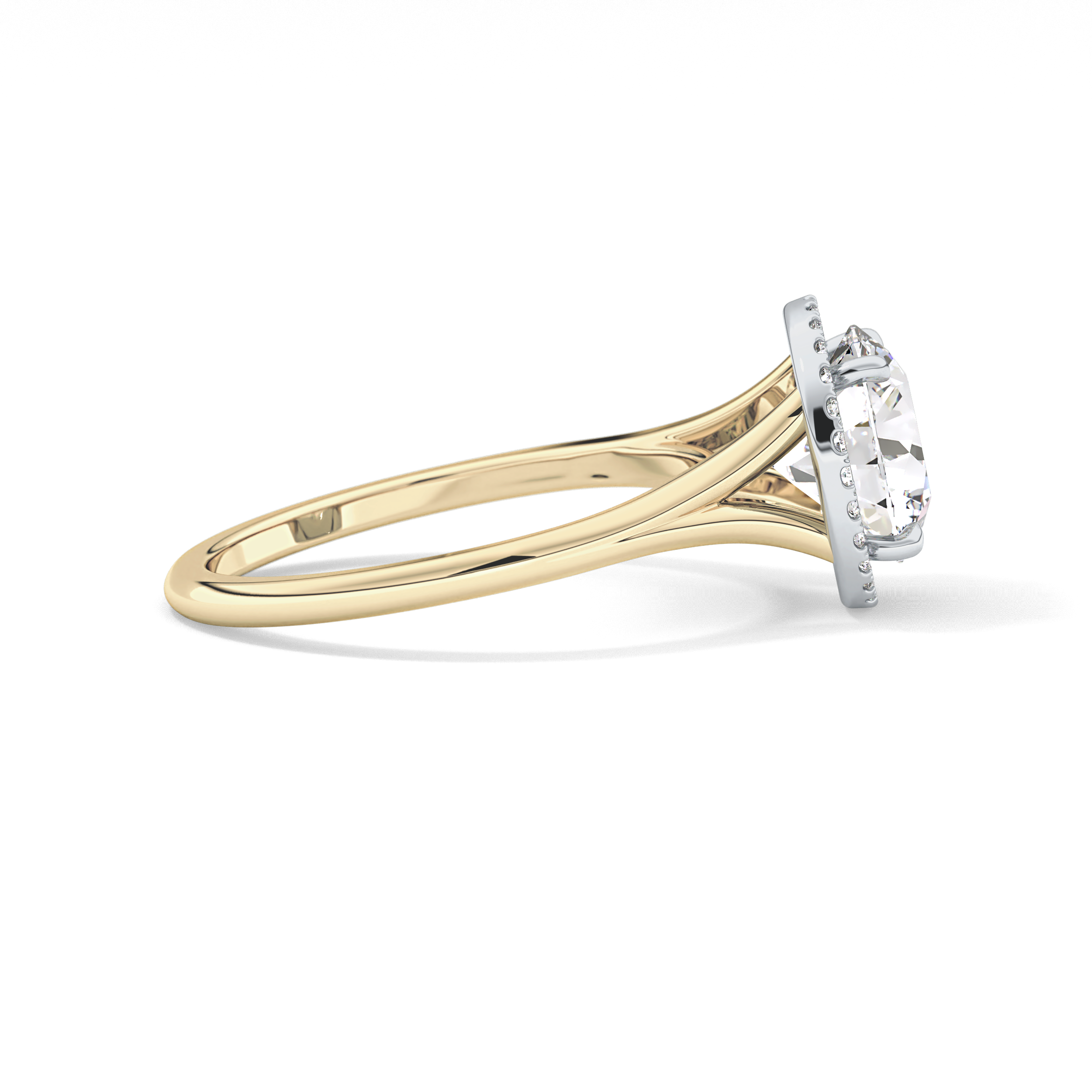 Round Halo & Split Shank Lab Grown Diamond Engagement Ring