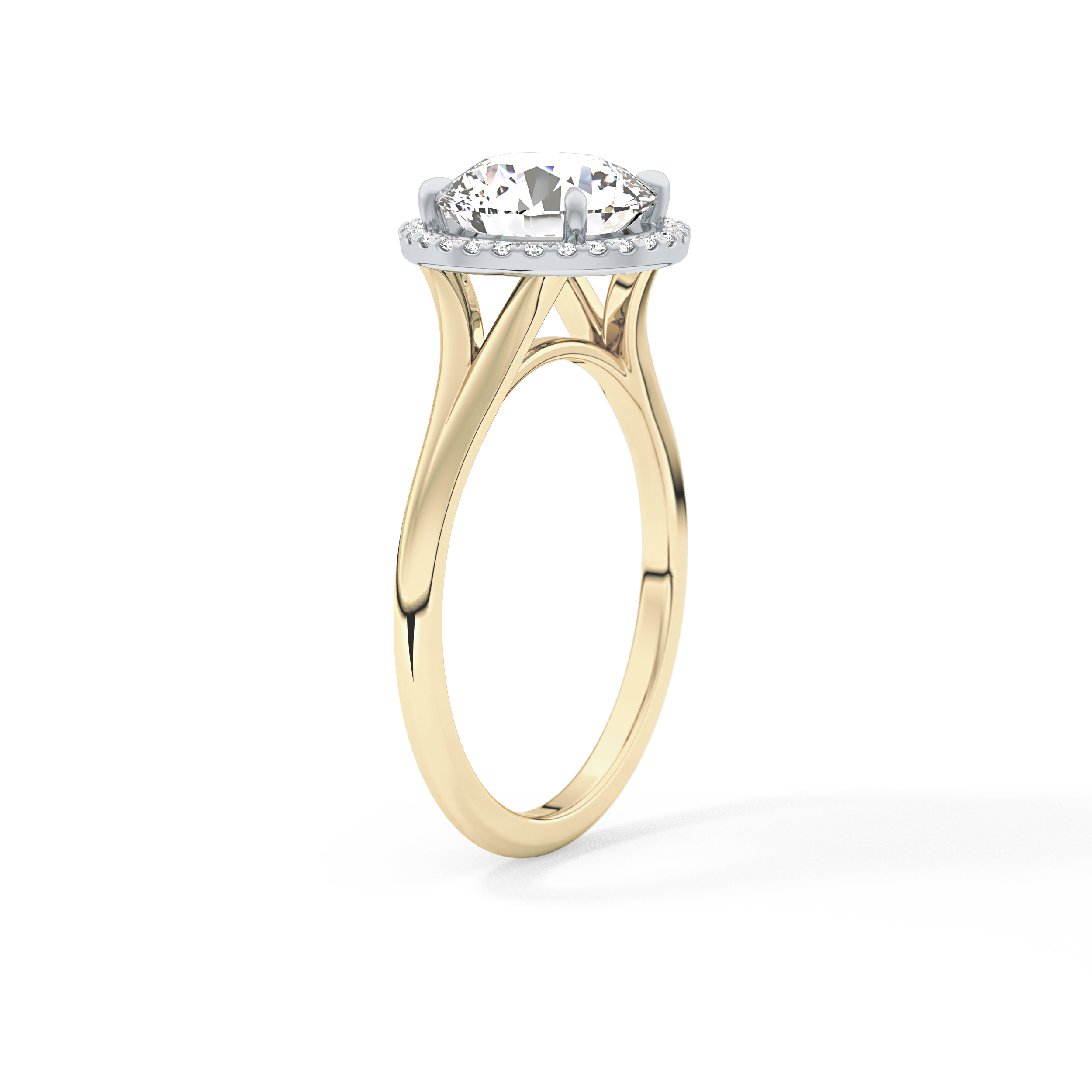 Round Halo & Split Shank Lab Grown Diamond Engagement Ring