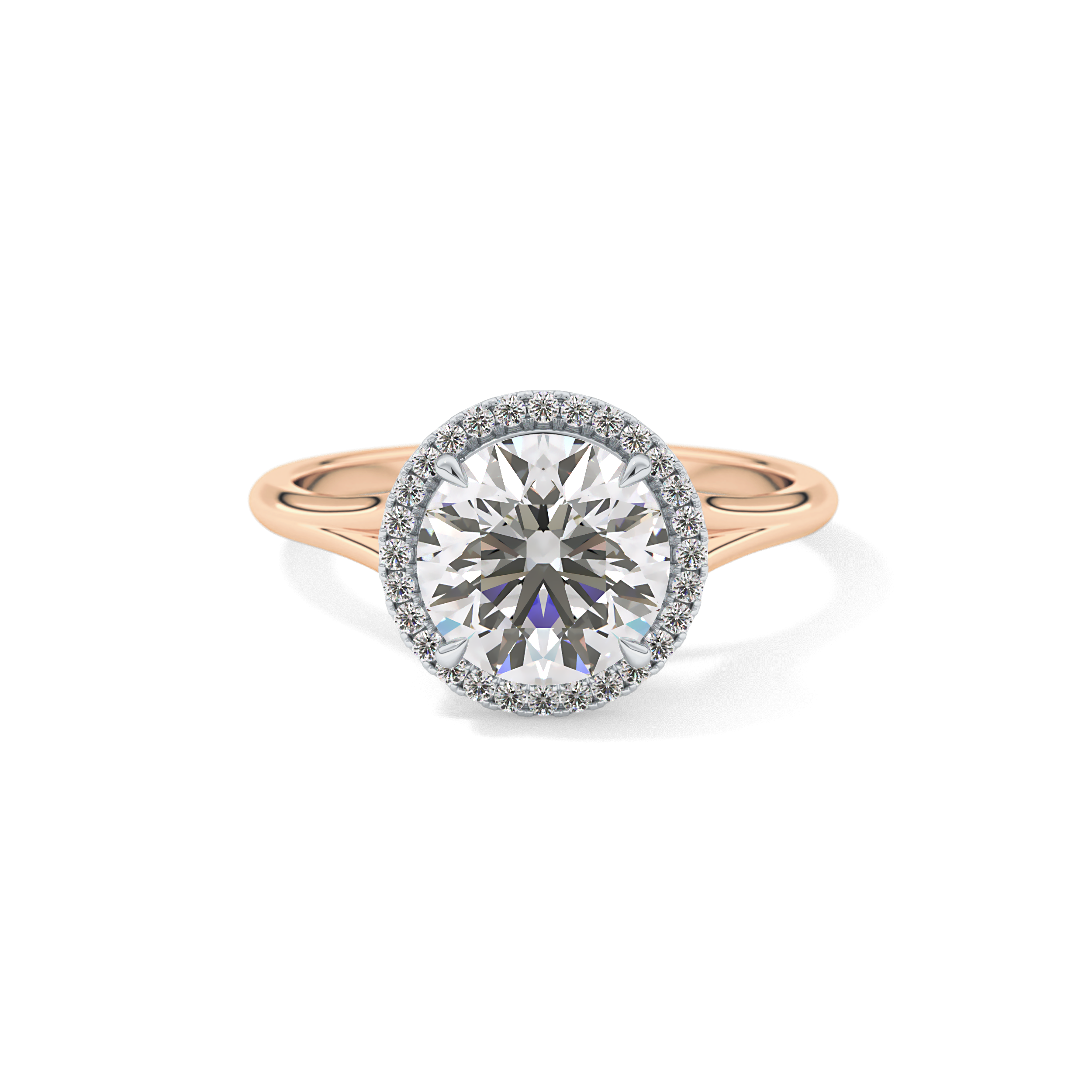 Round Halo & Split Shank Lab Grown Diamond Engagement Ring