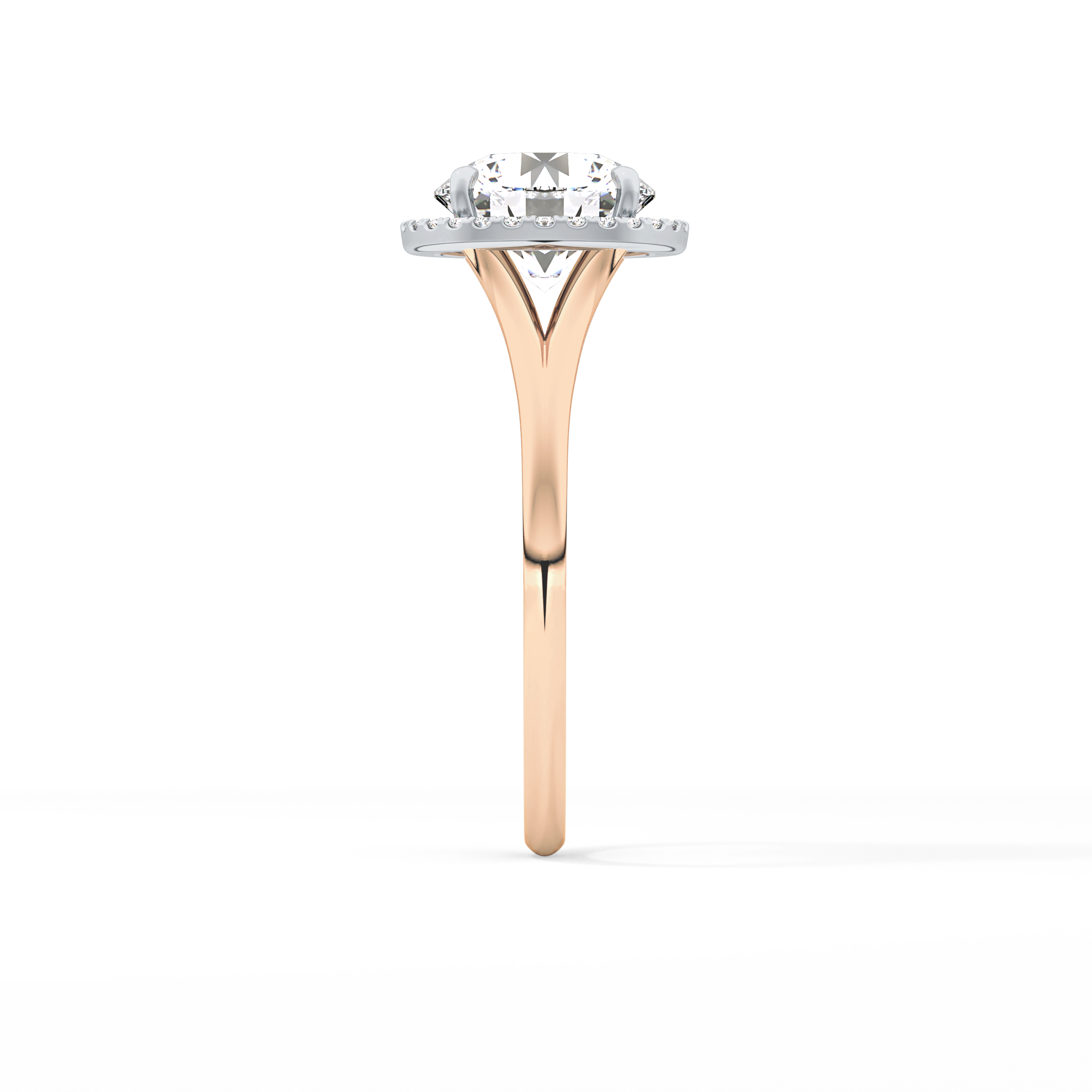 Round Halo & Split Shank Lab Grown Diamond Engagement Ring
