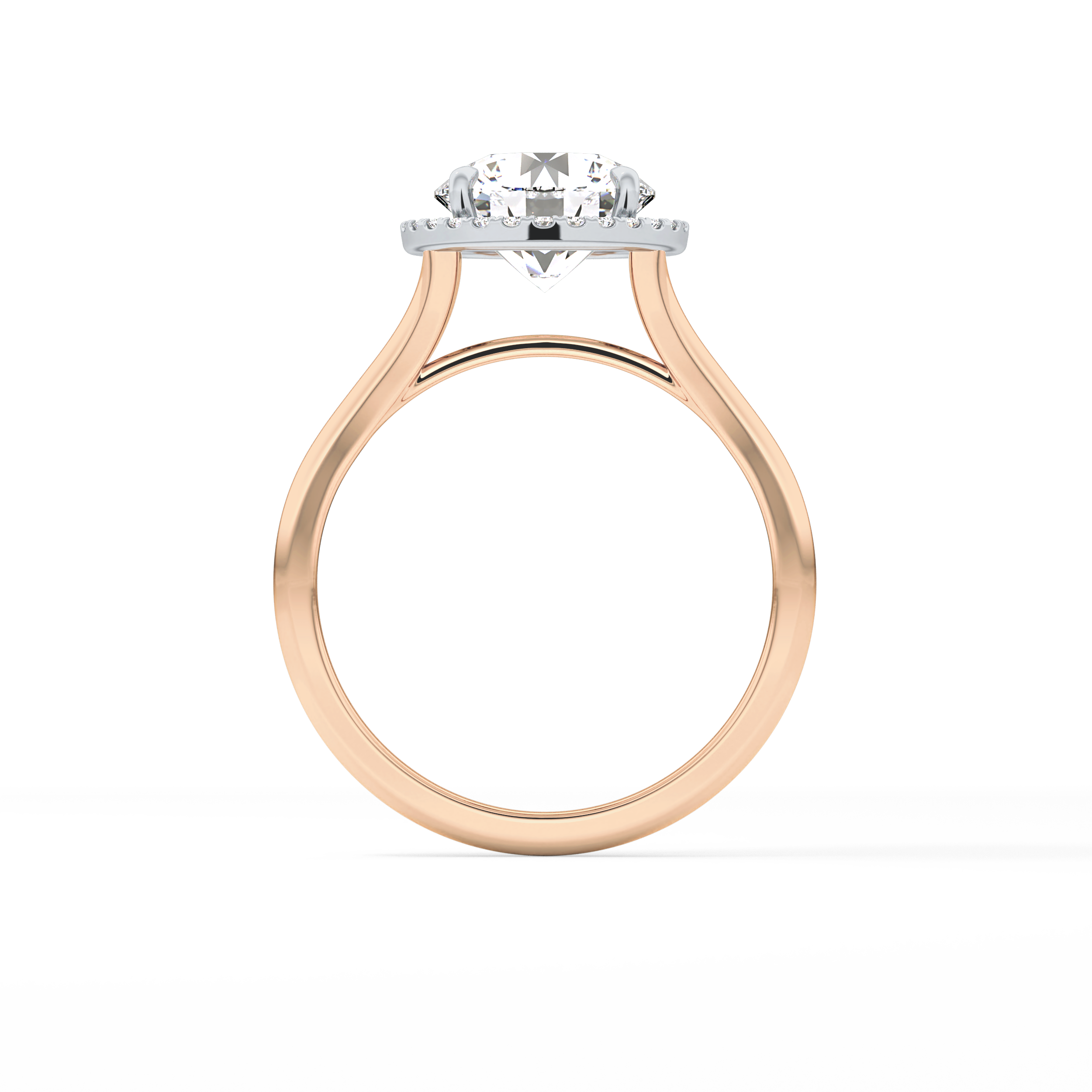 Round Halo & Split Shank Lab Grown Diamond Engagement Ring