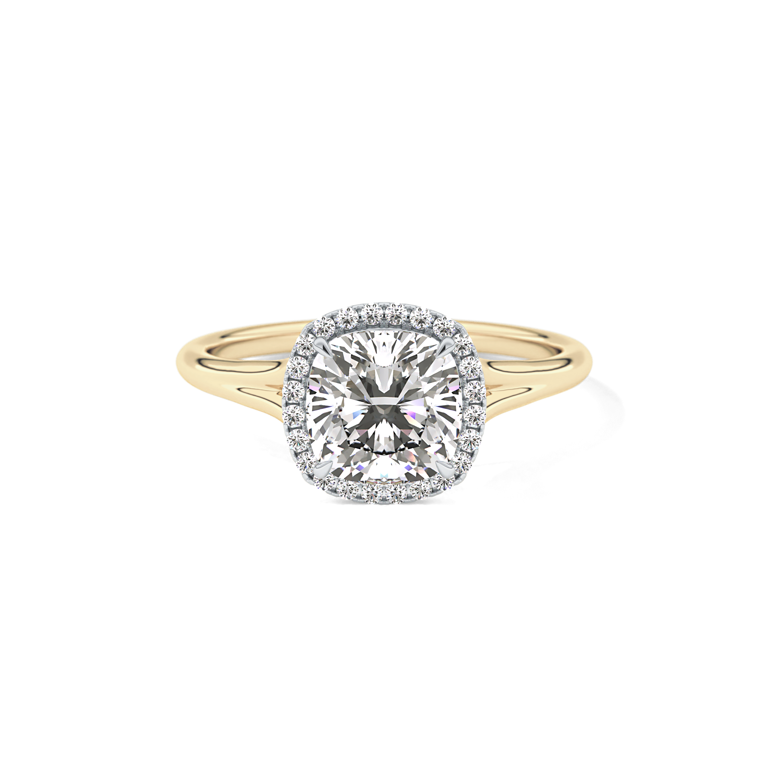 Cushion Halo & Split Shank Lab Grown Daimond Engagement Ring