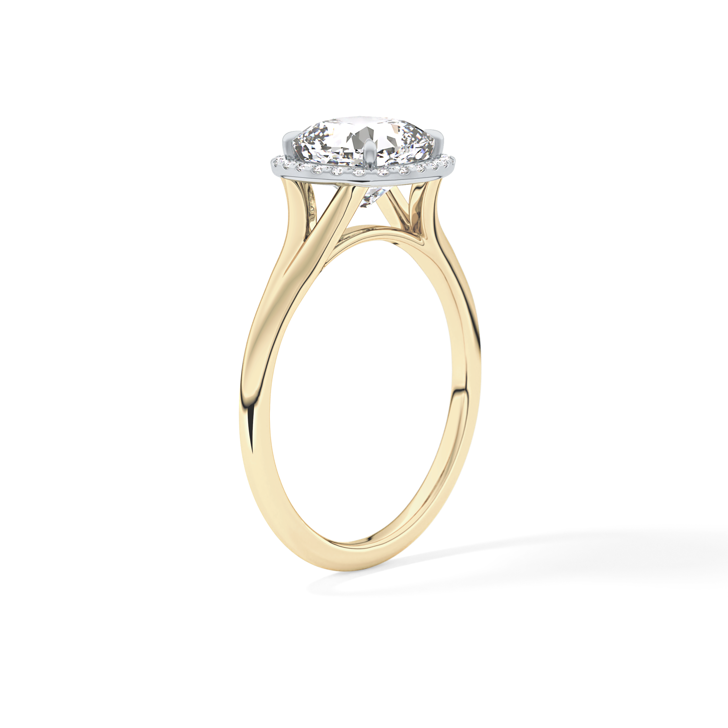Cushion Halo & Split Shank Lab Grown Daimond Engagement Ring