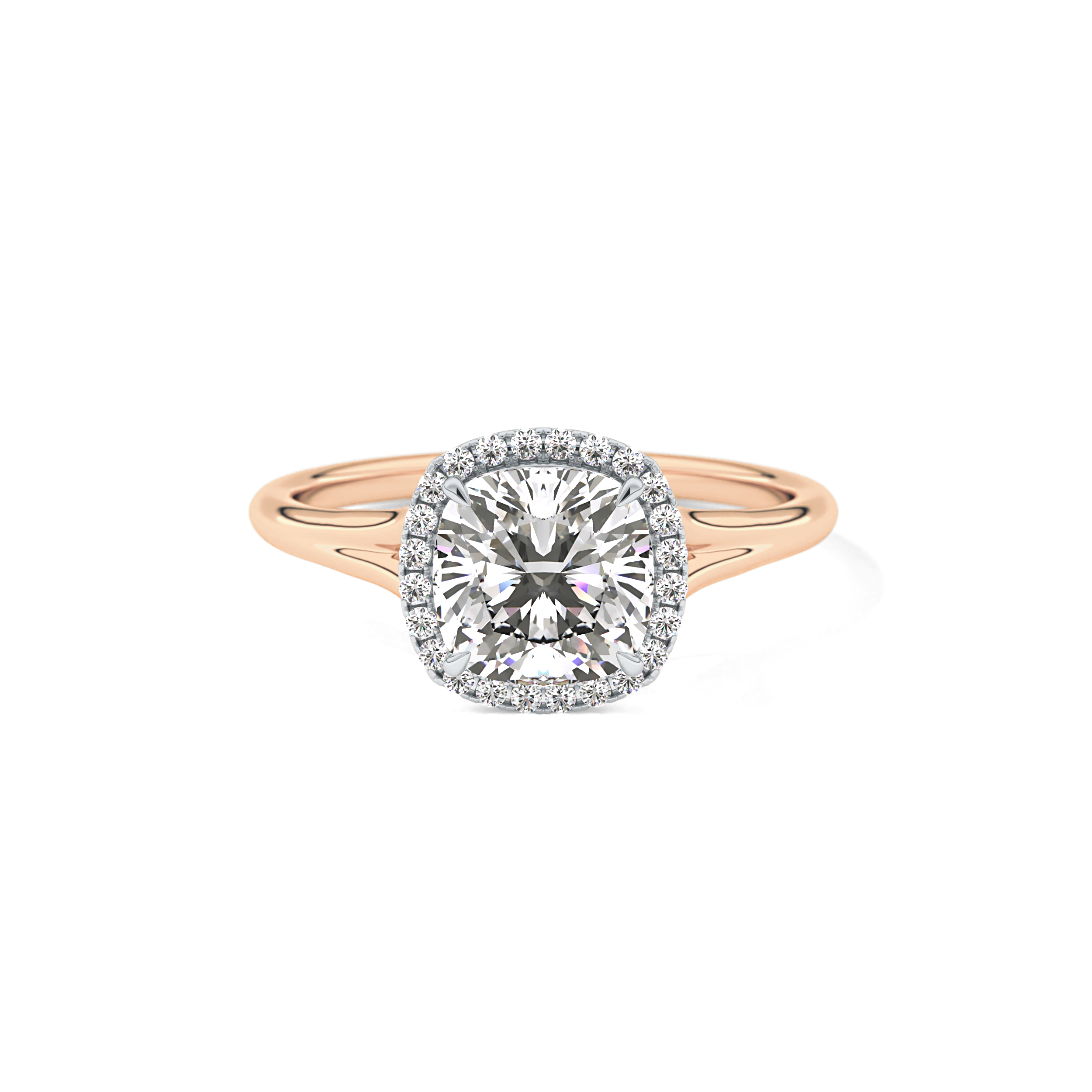 Cushion Halo & Split Shank Lab Grown Daimond Engagement Ring