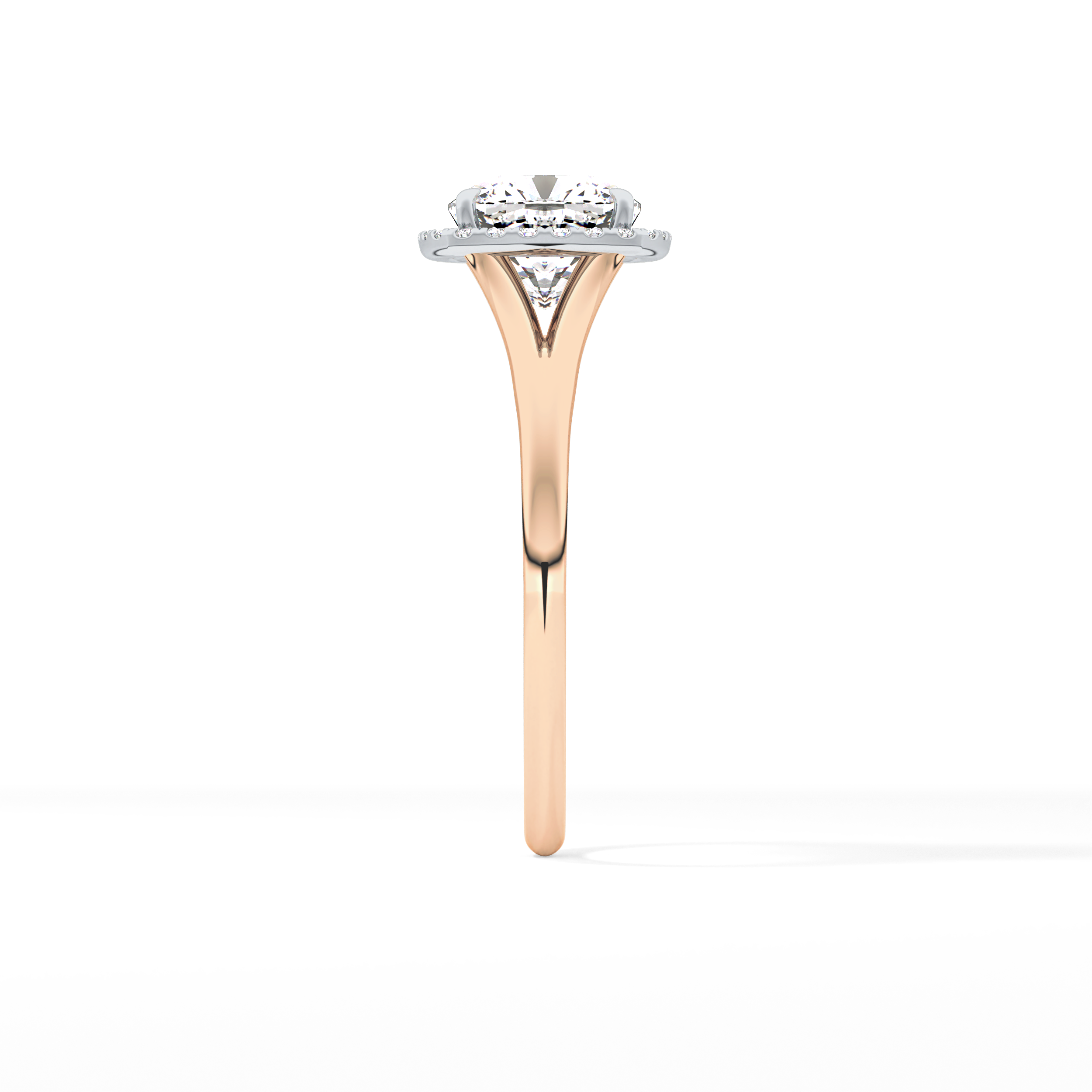 Cushion Halo & Split Shank Lab Grown Daimond Engagement Ring