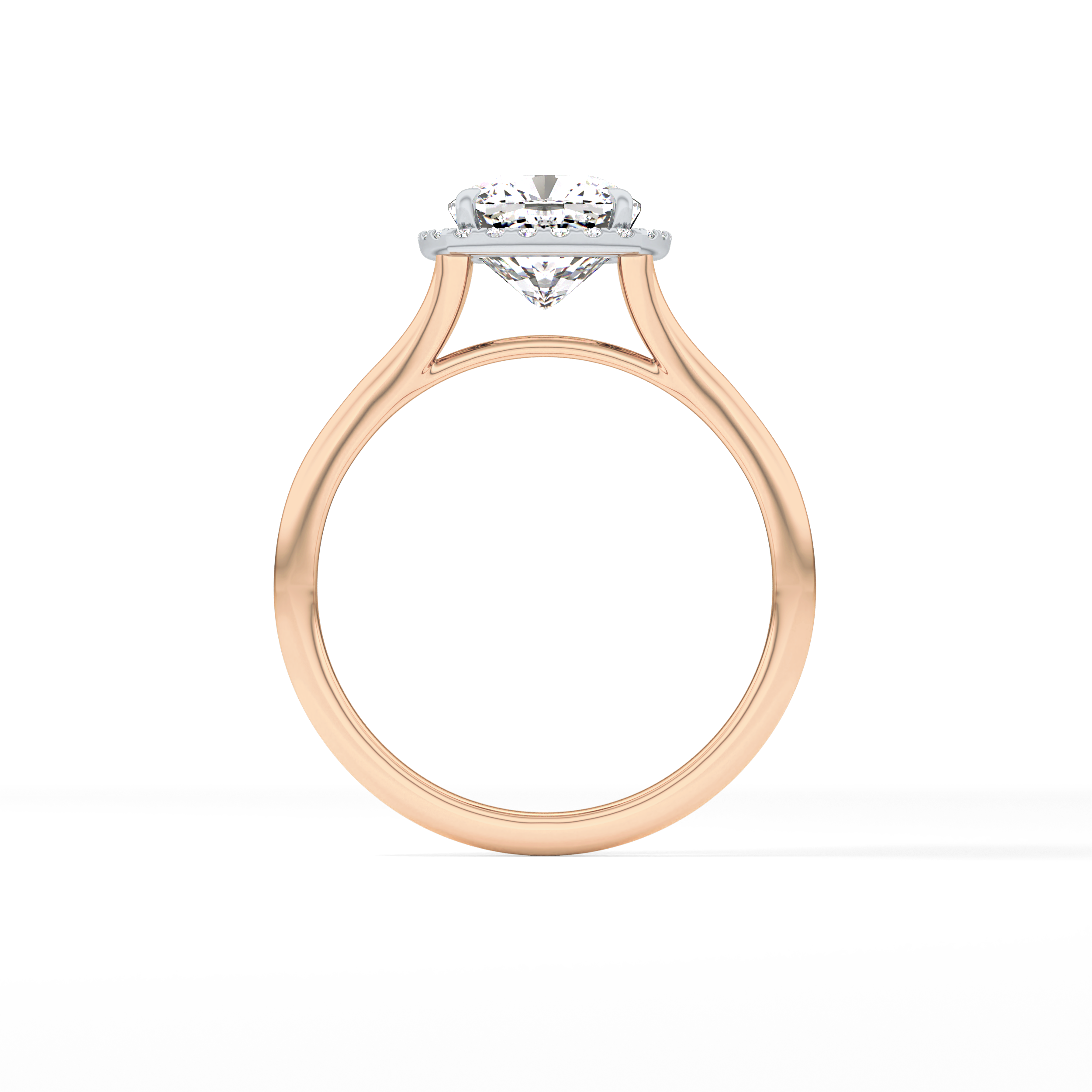 Cushion Halo & Split Shank Lab Grown Daimond Engagement Ring